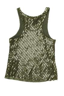 Gryphon womens crochet metallic sequin striped tank top $265 New 