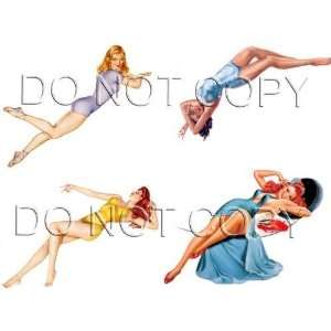  Vintage 40s & 50s Pinup Pin up Calendar Girl Decals #67 
