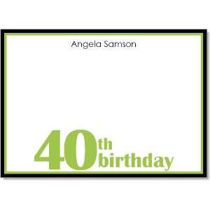  40th Birthday Green And Black Thank You Notes Health 