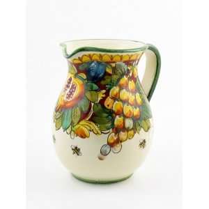  Hand Painted Italian Ceramic Pitcher Toscana Rosso 