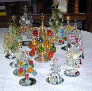 Miniature Glass Christmas Tree w/ Ornaments  