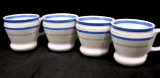 Starbucks Demitasse Blue Striped Cups Lot x 4 Teacups  