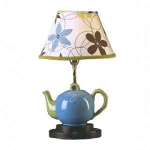  Tea Time Teapot Lamp on Chocolate Base with Flowers