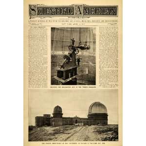  1897 Cover Scientific Yerkes Observatory Telescope Dome 
