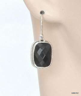 New Lori Bonn GRETA SS Black Onyx Wire Drop Earrings SILVER SCREEN 