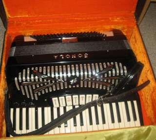 Vintage Sonola SS7 Accordion Black in Velvet Case  