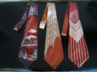 Vintage 30s 40s HOLLYVOGUE Tie Lot of 3 Swing Deco Mens Neckties 