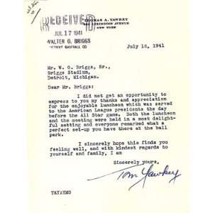 Tom Yawkey Autographed Letter 