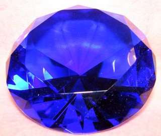 HUGE60 MM Cut Glass Diamond Paperweight COBALT BLUE  