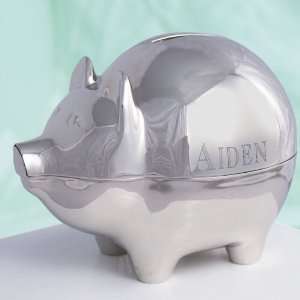  Engraved Silver Piggy Bank Toys & Games