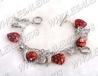 WHOLESALE 17strands Handwork Heart Glass Bead Bracelets  