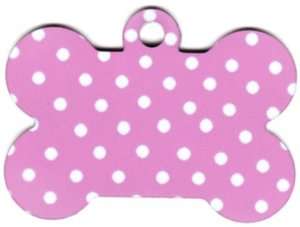 Custom Pet Tag ID Pink Polka Dot Bone FAST Shipping  