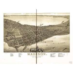  Historic Panoramic Map Madison, State capital of Wisconsin 