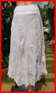 Thai Coconut Summer beach Hawaiian Broomstick Boho long Skirt white XS 