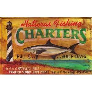  Vintage Beach Signs   Hatteras Charters   Large 