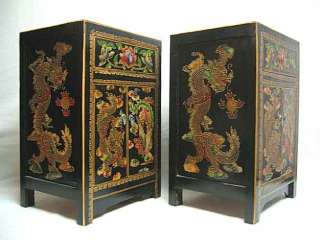 Chinese Black Painted Side End Table Chest Z13 01ab  
