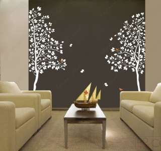 White Twin Tree(83inch tall) Vinyl Wall art decals  