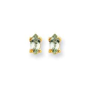  14k 5x2.5 Marquise Green Amethyst Earring Jewelry