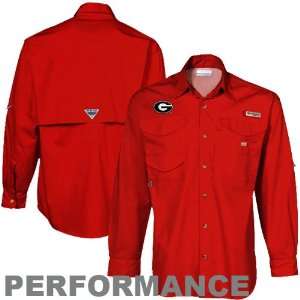   Red Xtreme Bonehead Long Sleeve Button Up Performance Fishing Shirt