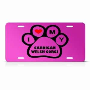  Cardigan Welsh Corgi Dog Dogs Pink Animal Metal License 
