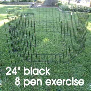 24 Black Exercise 8 Pen Fence Dog Crate Cat Kennel  