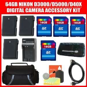  64GB Advanced Accessory Kit For Nikon D3000, D40X, D5000 