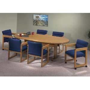  Solid Oak Oval Conference Table and Six Chairs Fresh Navy 