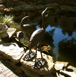Egrets Pair  28 and 24 High   Cast Iron Antique Rust Finish  