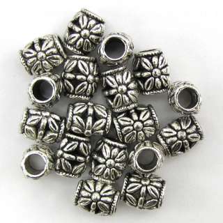 18 10mm silver plated pewter carved barrel beads  