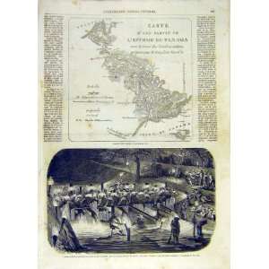    Island Panama Map Railway Auteuil French Print 1854