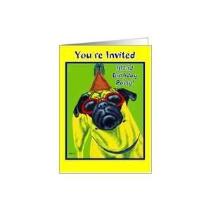  One Hundred and Second Birthday Party Invitation   Pug Dog 