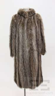Alper Richman Furs LTD Cream & Brown Raccoon Fur Full Length Coat 