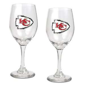  Kansas City Chiefs NFL 2pc Wine Glass Set   Primary Logo 