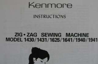Kenmore Sewing Machine Manual 1430 1625 1641 1940 1941  