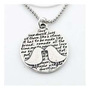  Pendant Necklace with Pair of Kissing Birds Celebrates LOVE Jewelry