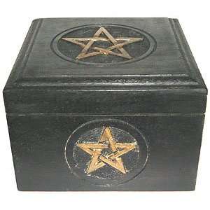 Wood Box Gold Pentagram, 6x6 inch 