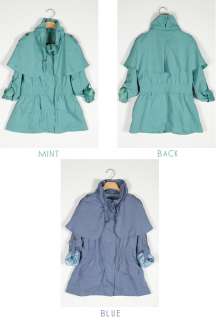Mint Cape Military Jackets Womens Ladies Spring Poncho Cloak Vintage 