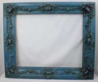   BLUE Cottage Shabby CHIC Carved WOOD Picture FRAME 16 x 20  