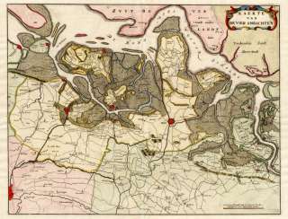 Antique Map VIER AMBACHTEN BELGIUM HULST Blaeu 1664.  