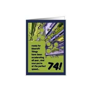  74th Birthday Greeting Card   Blastoff Card Toys & Games