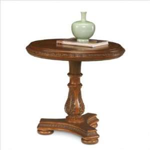  Cordoba Round Pedestal End Table in Burnished Pine 