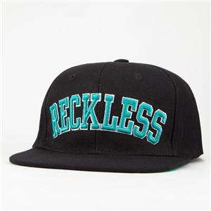 Young & Reckless Black Block Wool Blend Flat Bill Snapback Hat Ball 
