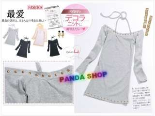 SC469 Gray Fashion Young Women Dress Tops T shirt Bandage Korea 
