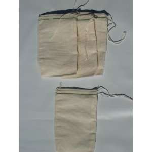  Cotton Muslin Bags 3x5 Inch (7.7x12.75 Cm) Green Hem 