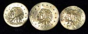 1849 CALIFORNIA FRACTIONAL GOLD INDIAN HEAD 50c/G$1 PIN  