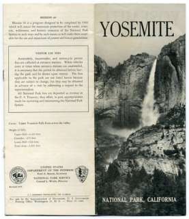 1958 Yosemite National Park Brochure  