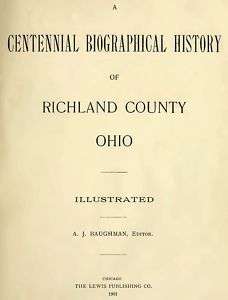1901 Genealogy & History of Richland County Ohio OH  