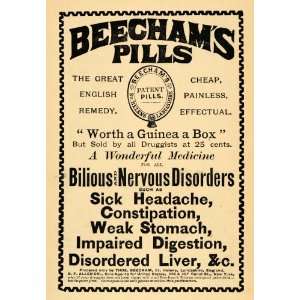  1891 Ad Beechams Pills Cure All Constipation Headache 