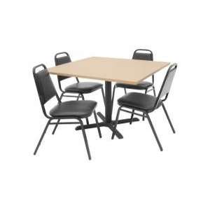 42x42 Table and 4 Restaurant Stackers Set   TBS42BESC29BK  