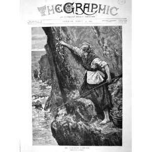  1894 Samphire Gatherer Young Woman Sea Cliffs Fine Art 